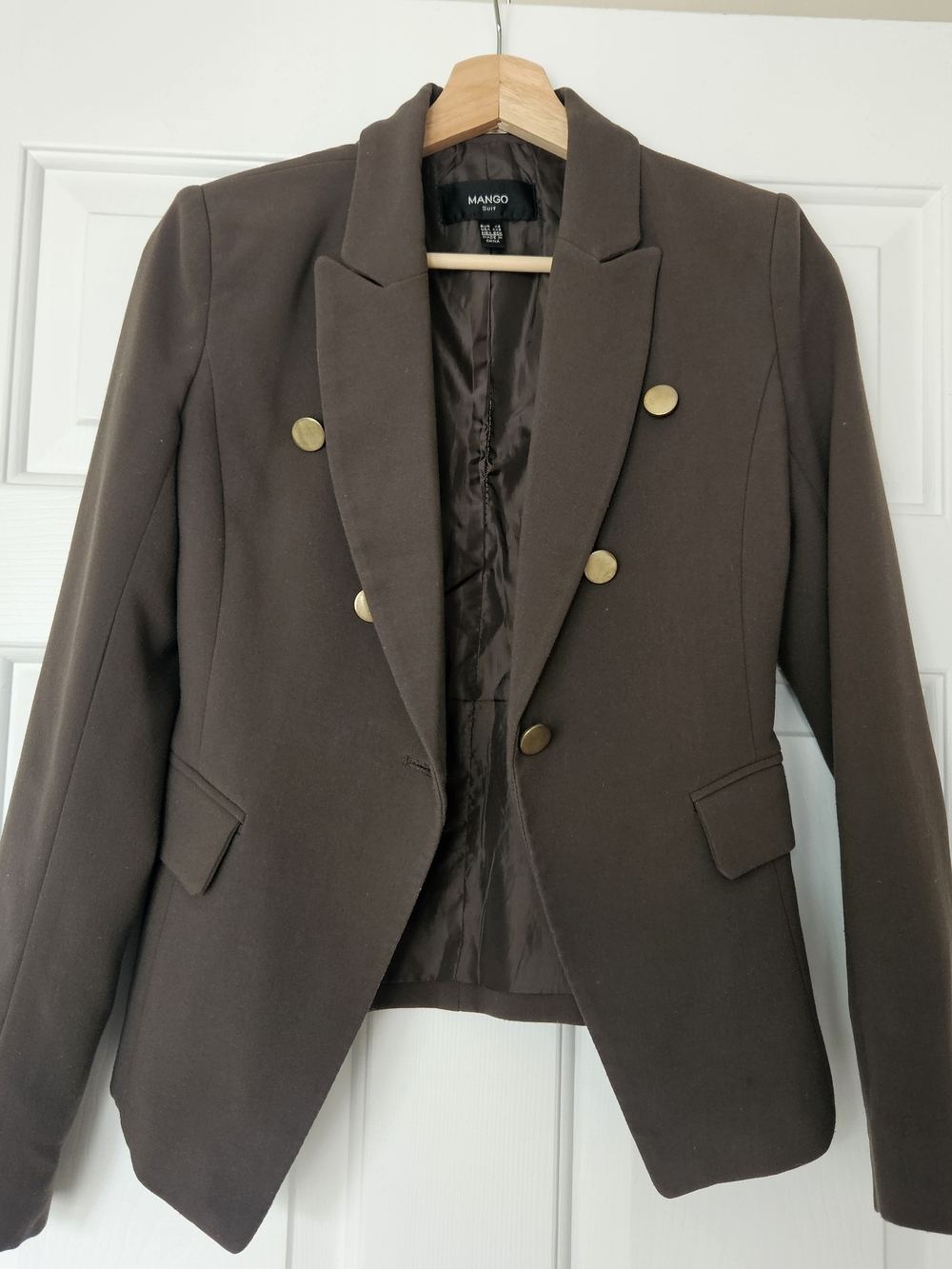 Mango Khaki Olive Blazer with Gold Buttons - XS